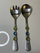 Salad Serving Set Jewel Art Deco Wrapped 18/8 Stainless Steel Taiwan