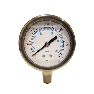 #ad Ozmosis Liquid Filled Pressure Gauge SS 304 0 300 PSI 1 4quot; NPT $20.99
