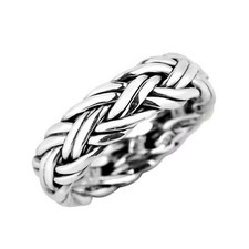 Delicate Woven Braid 7mm Band Sterling Silver Ring-6