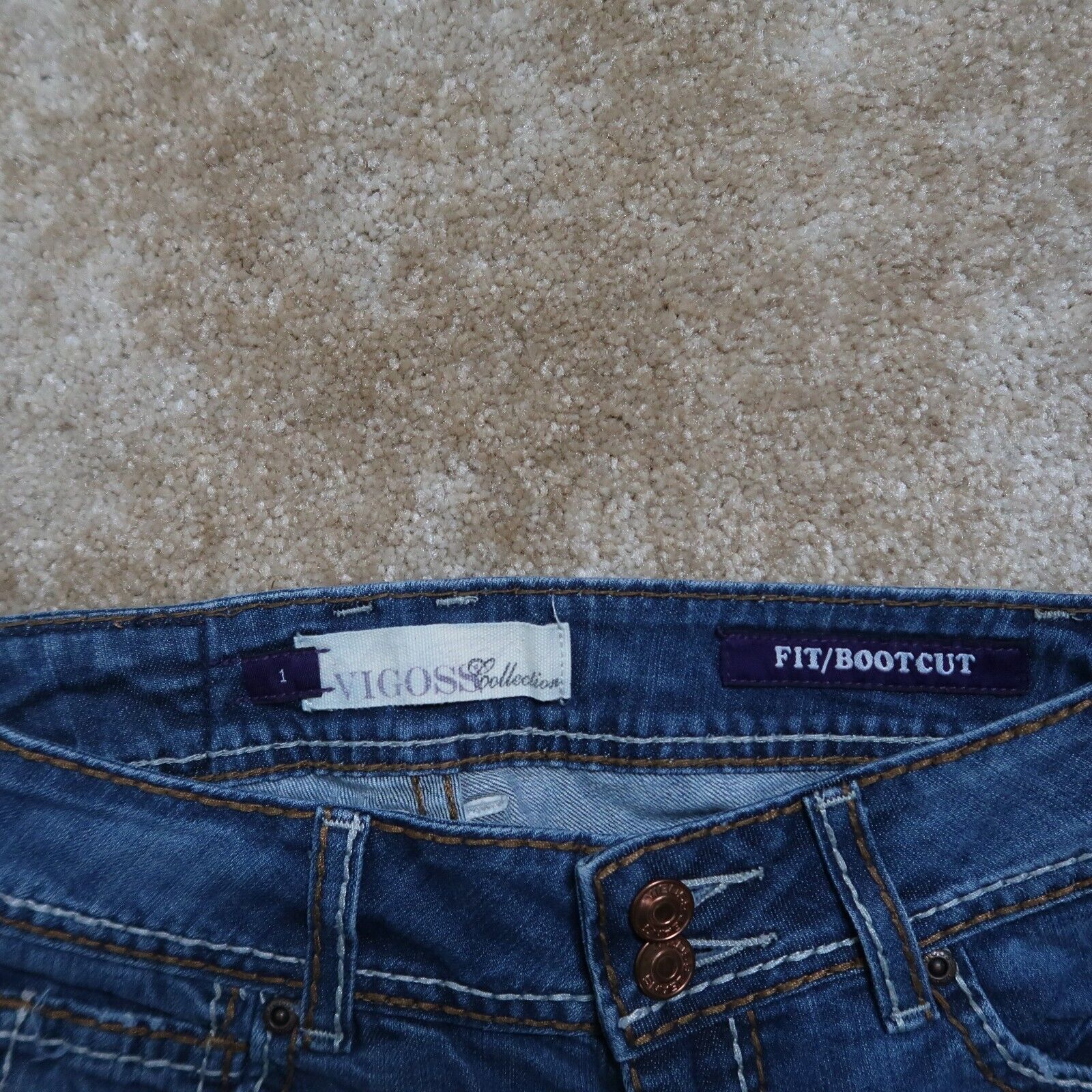 VIGOSS Bootcut jeans Womens' Size 1 Dark Stretch … - image 3