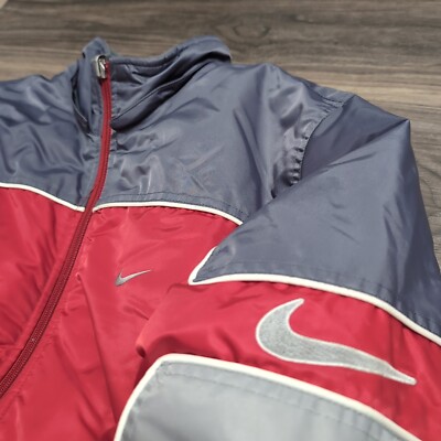 VTG Nike 2 Tone Jacket Kids 14-16 Front Zip Fleece  Lined Reversible Swoosh 12L