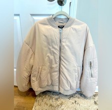 Missguided Women’s Short Bomber Jacket - Size 10 Beige