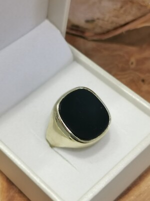 Men's signet ring with onyx 14 karat 585 gold 4.7 grams in size 60