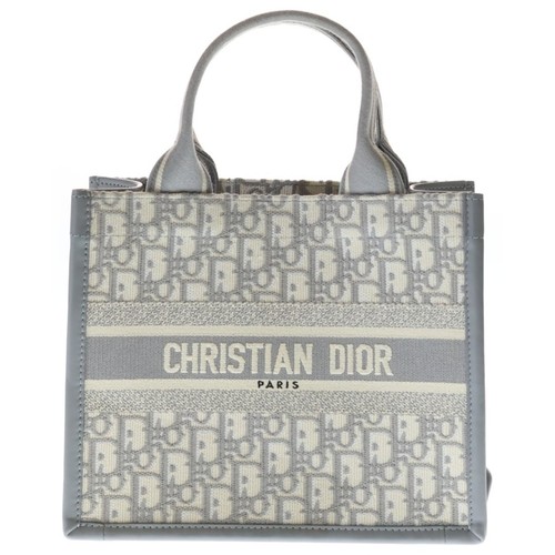 Christian Dior Book Tote Small Oblique 2 Way Handbag Shoulder Bag Canvas × Used