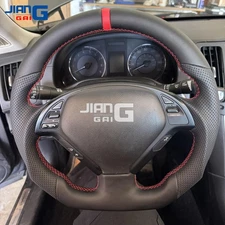 Full Leather Flat Sport Steering Wheel Fit INFINITI G37 2008-2013 Red Line