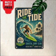Tropical Sea Surf Paradise Sign Metal Tin Sign Coastal Ocean Wall Decor