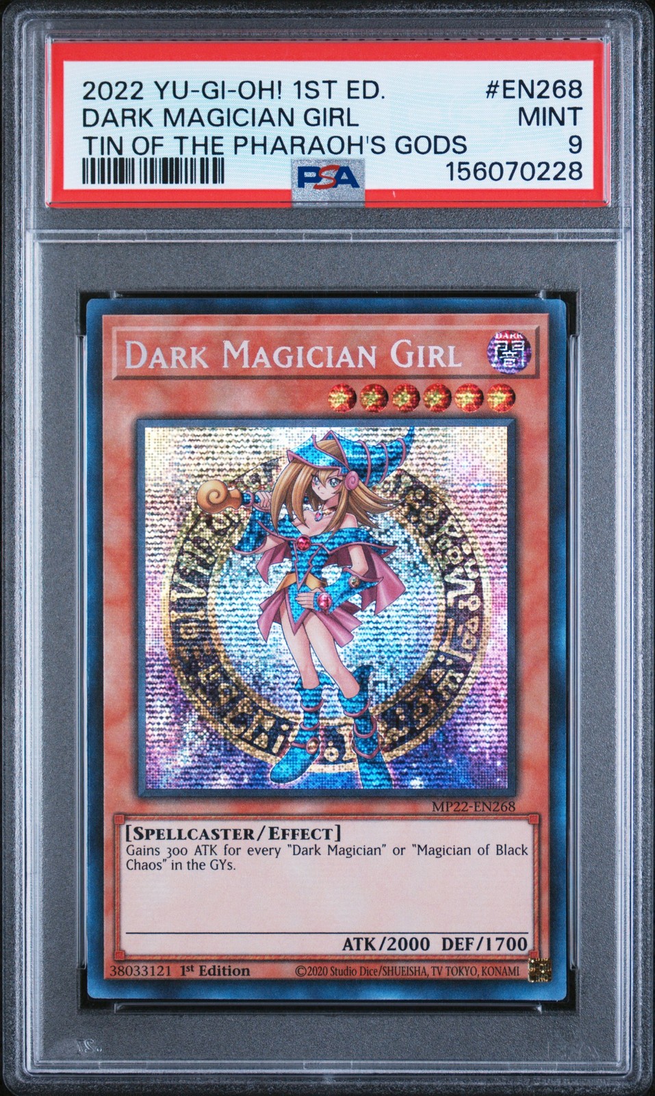 2022 YU-GI-OH! TIN OF THE PHARAOH'S GODS 1ST EDITION DARK MAGICIAN GIRL PSA 9