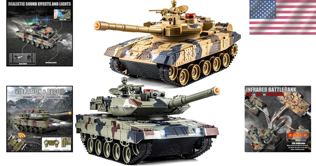 Remote Control Battle Tanks: T90 vs Leopard II, Smoke, Sound