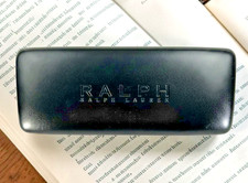 RALPH LAUREN Hard Shell Eyeglass Case Black Unisex Logo Clam Shell Felt Lined