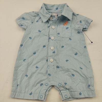 CARTER'S INFANTS TODDLERS BOYS SNAP-UP POPLIN ROMPER, NWT 3M
