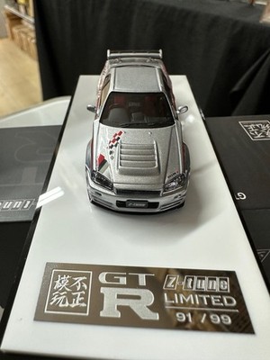 NISSAN SKYLINE GT-R R34 NISMO Z-TUNE SILVER 1/64 RESIN CAR BY CARS