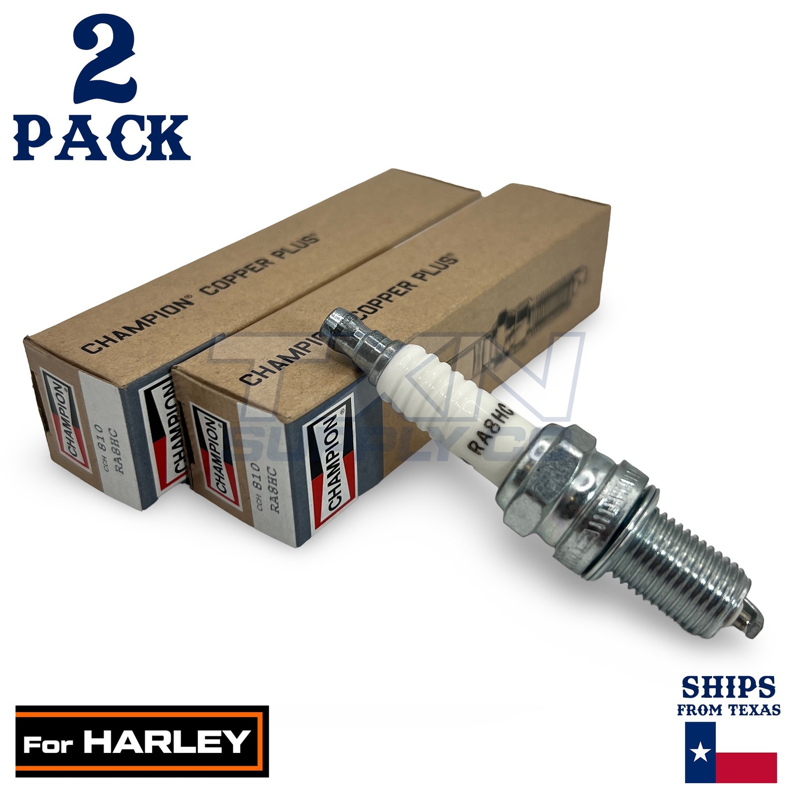 2 Pack Champion Spark Plug - For 2007-2013 FLHRC 1584 Road King Classic Harley