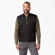Dickies Mens Diamond Quilted Vest Jacket Black TE242 - New