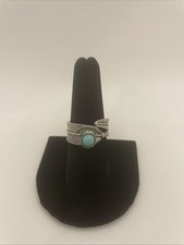 Simple Open Wrap Feather Turquoise Style Boho Wide Nature Ring Vintage