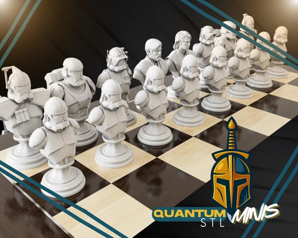 Star Wars Chess Set STL – 32-Piece Custom Clone Wars 3D Digital Download - Image 2 of 4