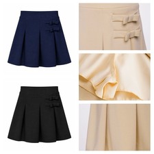 Kids Girls Uniform Built-in Shorts Pleated Flared Skirt High Waist Schoolwear