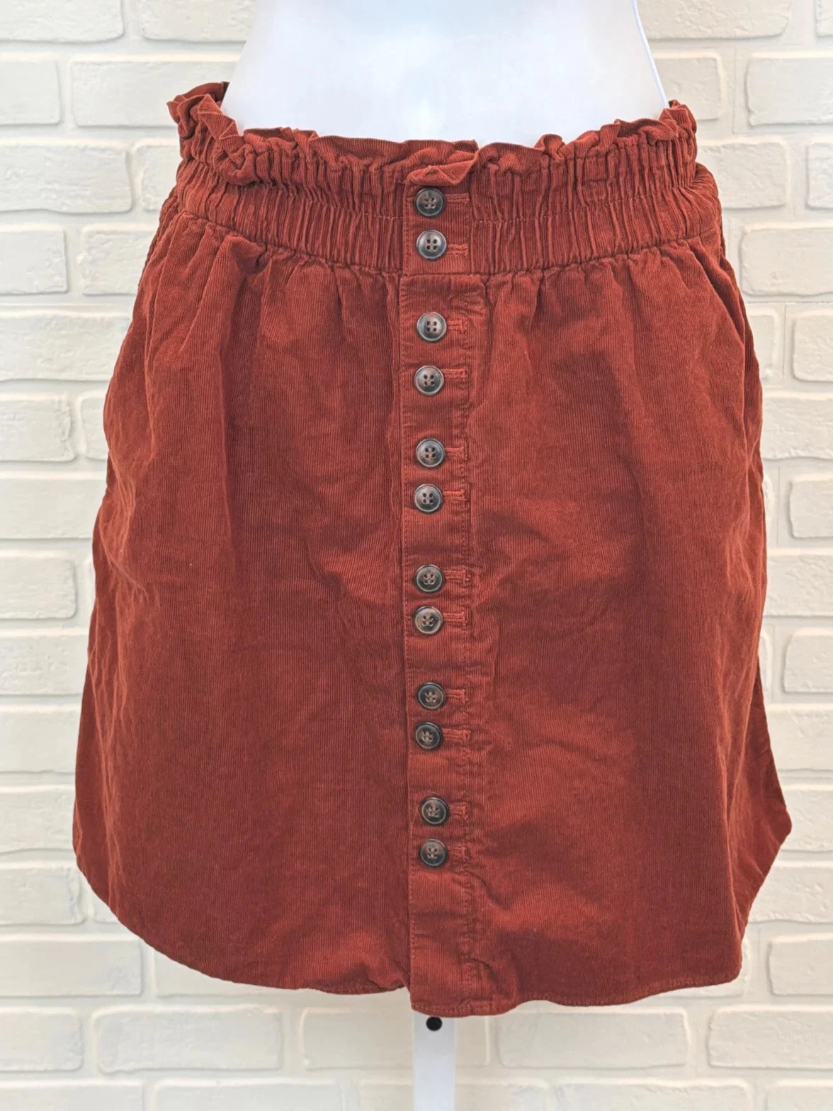 Madewell Corduroy Button-Front Mini Skirt Rust Medium