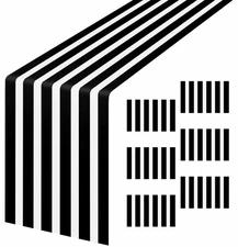 6 Pcs Striped Table Runner Plastic 14 x 108 Inch Disposable Black and White R...