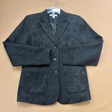 Coldwater Creek Womens Black Floral Jacquard Blazer Jacket S Gothic academia