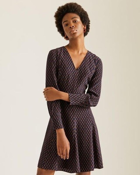 Women Jigsaw Dress Burgundy Viscose 36
