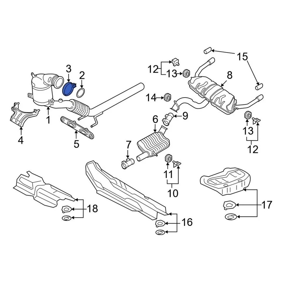 For Audi Q3 2019-2024 Audi 5Q0253725G Catalytic Converter Clamp Foto 2 de 4