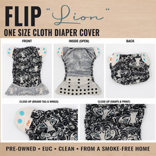 Flip I  m A Genius Lion Reusable Cloth Diaper Cover One Size Snap EUC
