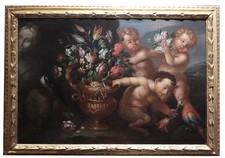 Natura Morta con Putti e fiori, Roma, fine '600