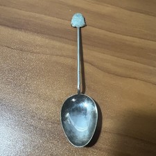 Green Buddha Jadeite Collectible Sterling Silver Souvenir Spoon Made Hong Kong