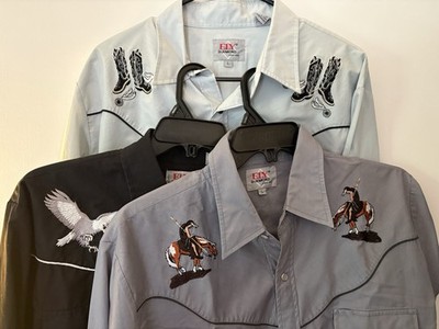 Ely Cattleman Long Sleeve Pearl Snap Shirt Lot Western Cowboy Rodeo Size Large