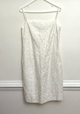 Ann Taylor Loft White Eyelet Cami Dress Women's Sz 6 Cotton Scalloped Neck