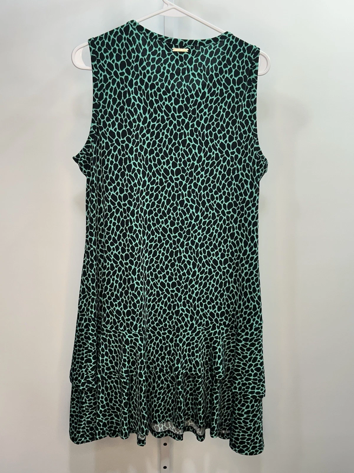 Abito donna Michael Kors verde e nero fondo arricciato taglia X Large. 2F