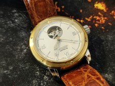 Zeppelin Captain ETA2824/2 Open Heart Echt Krokodil Swiss Made