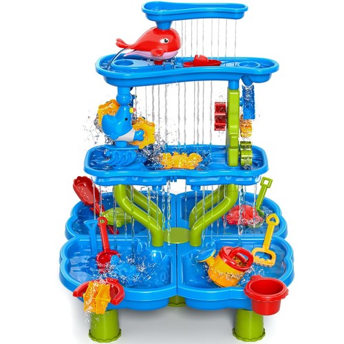 Kids Water Table for Toddlers 3-5,4 -Tier Water Play Table Summer Toys,Sand a...