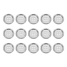 15pcs Metal Button 23mm 0.91" 4 Holes Alloy Round Sewing Buttons, White