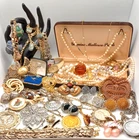 Vintage Antique Ladies Costume Jewelry Lot Includes Earrings Brooches and More!