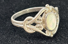 Sterling Silver 925 Intertwined Scroll-Work Oval Mother Of Pearl Ring 8.5