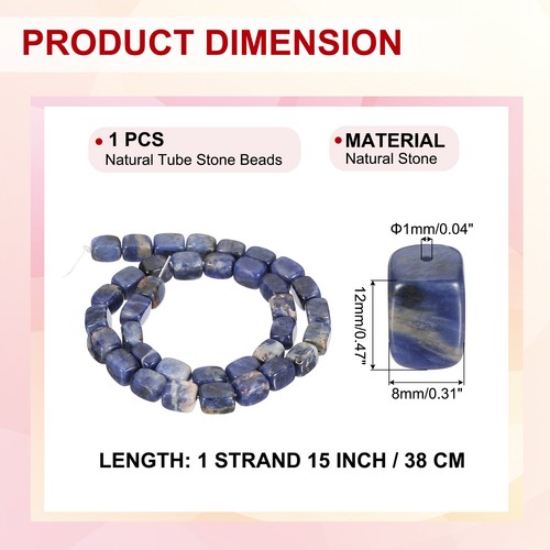Natural Stone Gemstone Beads 15" 12x8mm Cuboid Spacer Bead, Indigo Blue - Picture 2 of 6