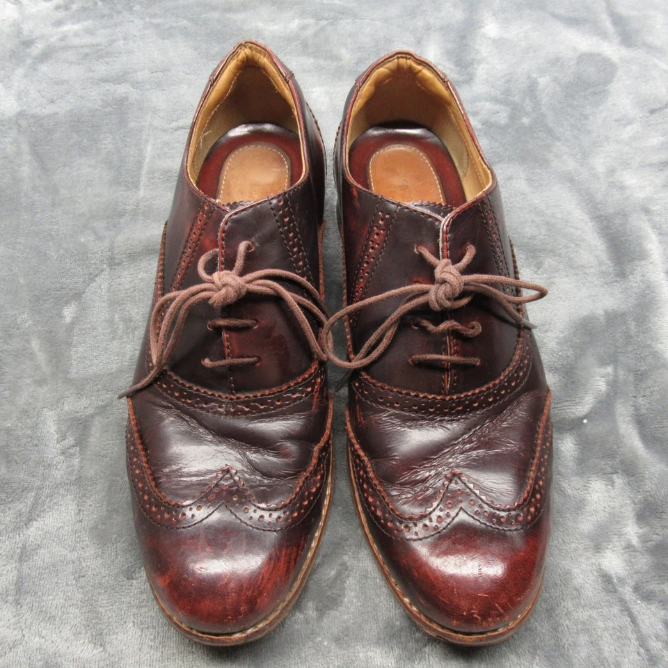 Sebago Oxfords Dress Shoes Womens 9 M Brown Glossy Leather Lace-Up Brogue Casual - Image 3 of 4