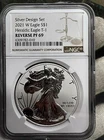 2021-W RevPF69 Reverse Proof American Silver Eagle NGC Type 1 Designer Set