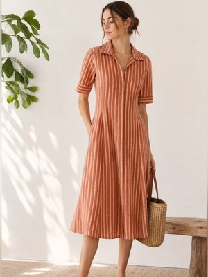 Parterre Button Front Shirt Heart Printed Midi Resort Wear Style Dress Size: 1