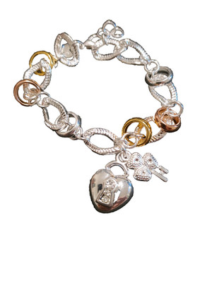 Bracciale in moissanite placcato oro 18 kt a forma di cuore | da donna