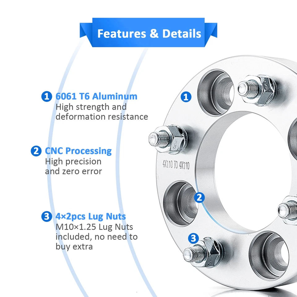 4x espaciadores de rueda de 1,0" ATV 4/110 mm para Honda Rancher Kawasaki Brute Force Suzuki Foto 4 de 4