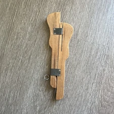 Vintage Susan Burr Wood & Brass Rug hook tool 9"