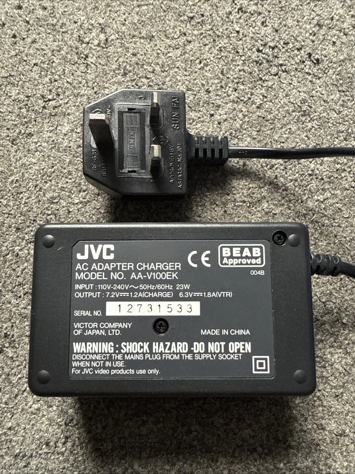 JVC AC Adapter Charger AA-100 Model No: AA-V100EK With Power Supply Cable - Image 2 of 4