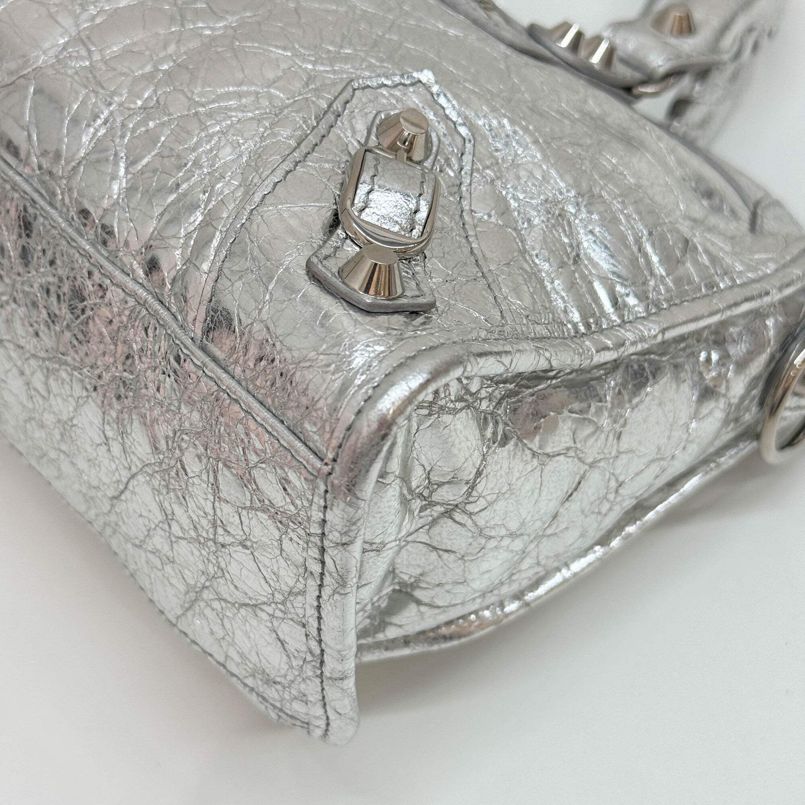 BALENCIAGA Mini City Silver Leather Bag thumbnail 10
