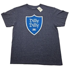 Anheuser Busch Bud Light Dilly Dilly Large Tee Shirt Navy Heather Cotton/Poly