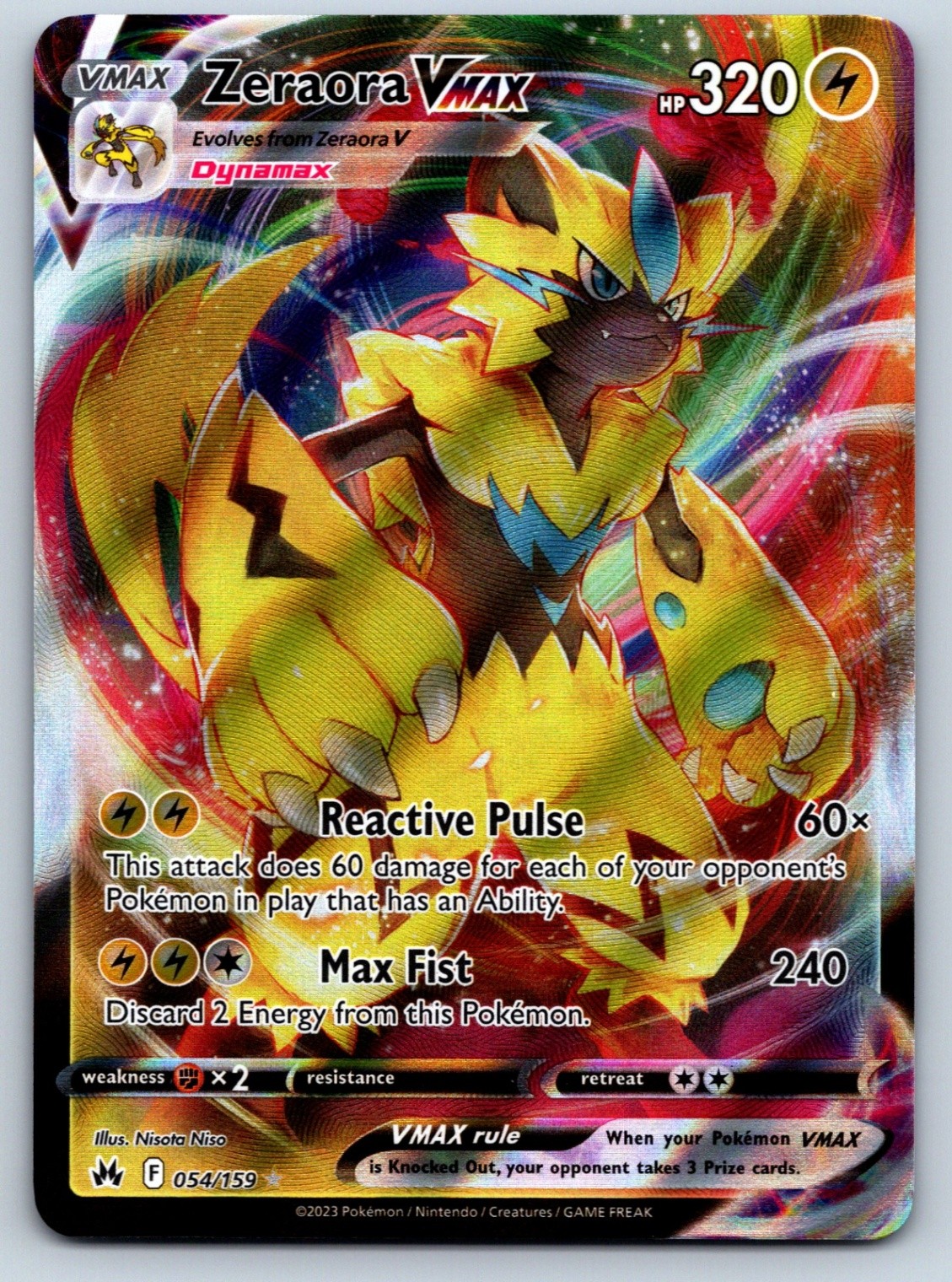 Zeraora VMAX 054/159 Crown Zenith - Ultra Rare NM Holo