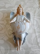 Antica acquasantiera di ceramica, biscuit inizio Novecento