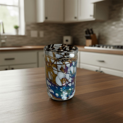 Pearlescent Swirl Hand-Blown Glass | Mexican Mocha Mix Tumbler
