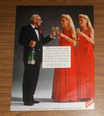 Rare Advertising HENKELL DRY Champagne - Robert Lembke Turns 70 1983